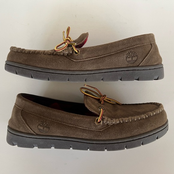 Timberland Men's Stony Ledge Flannel-Lined Moc Slipper in Dark Brown, size 7 - Picture 9 of 13